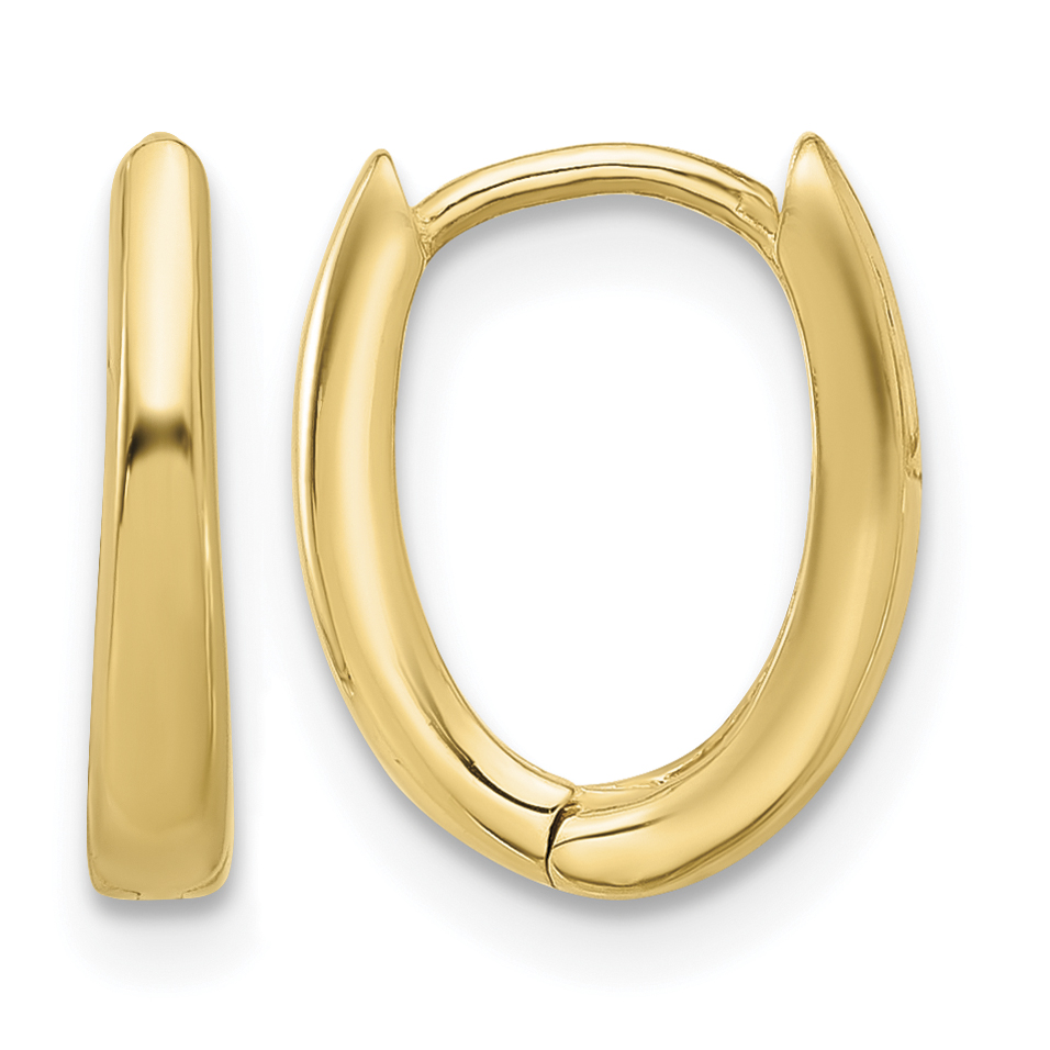 14K Polished Oval Hinged Hoop Earrings (TF2284)
