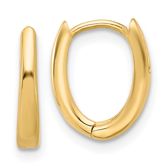 Gold Oval Hinged Hoop Earrings