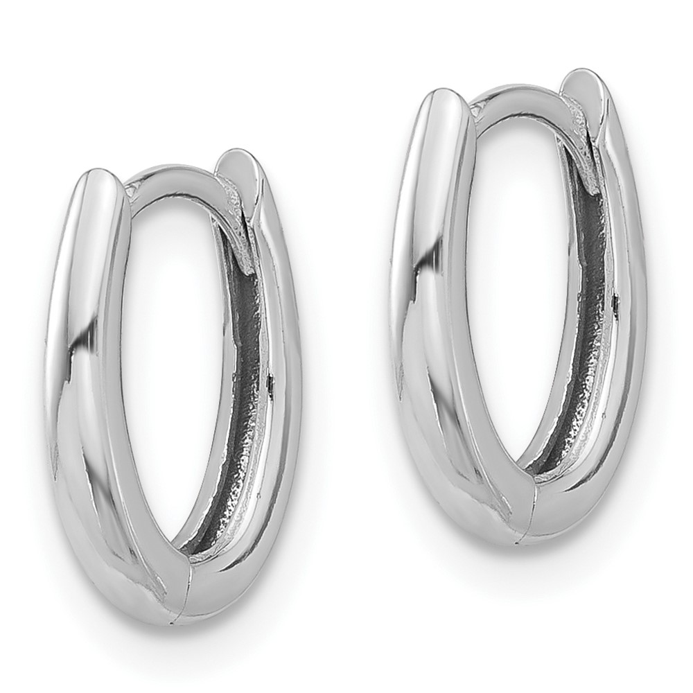 14K White Gold Polished Oval Hinged Hoop Earrings (TF2284W)