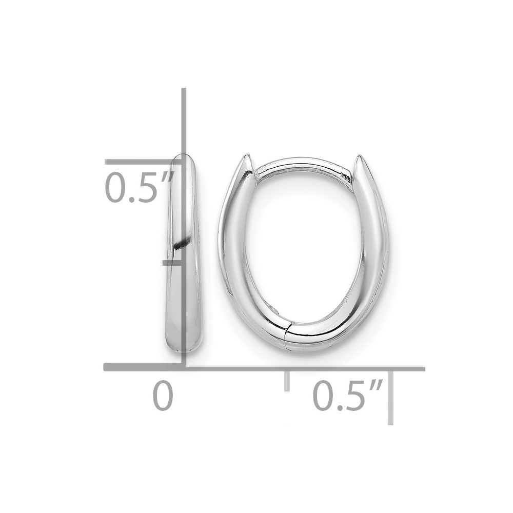14K White Gold Polished Oval Hinged Hoop Earrings (TF2284W)