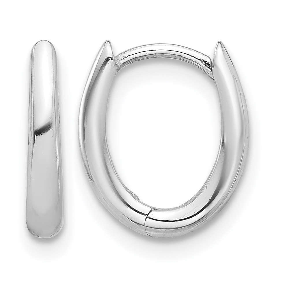 14K White Gold Polished Oval Hinged Hoop Earrings (TF2284W)