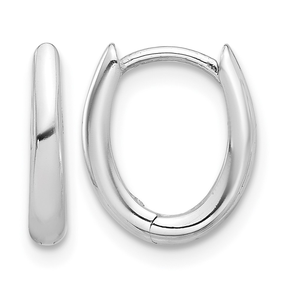14K White Gold Polished Oval Hinged Hoop Earrings (TF2284W)