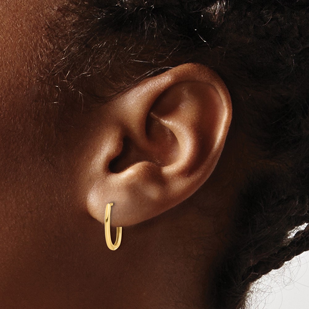 14K Polished Oval Hinged Hoop Earrings (TF2285)