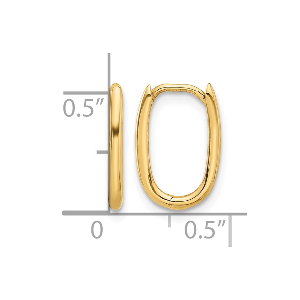 14K Polished Oval Hinged Hoop Earrings (TF2285)