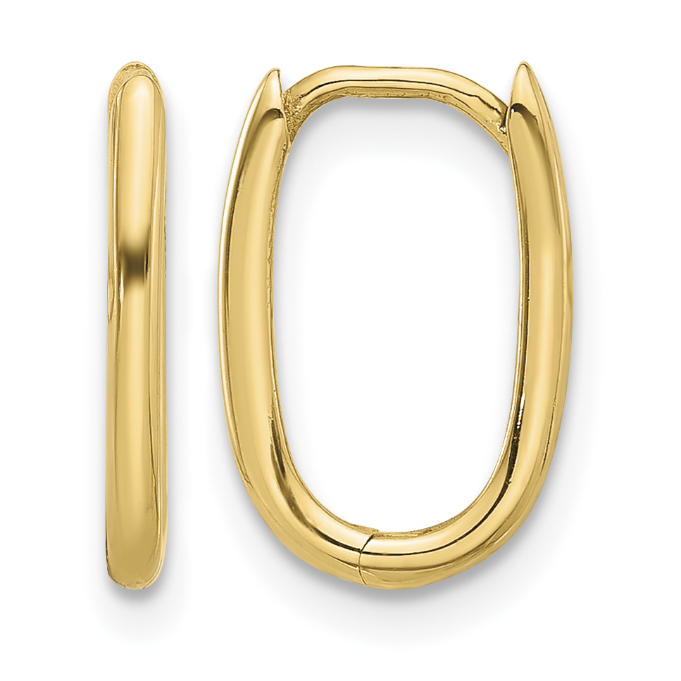14K Polished Oval Hinged Hoop Earrings (TF2285)