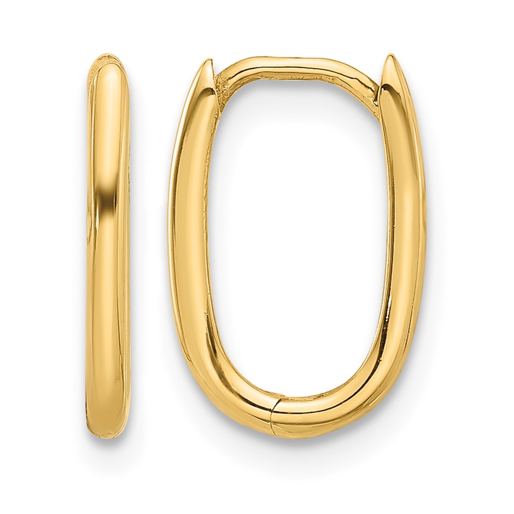 14K Polished Oval Hinged Hoop Earrings (TF2285)