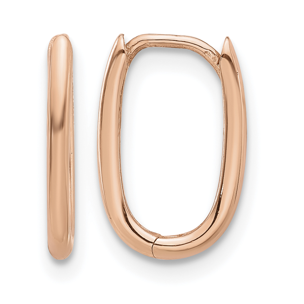 14K Rose Gold Polished Oval Hinged Hoop Earrings (TF2285R)