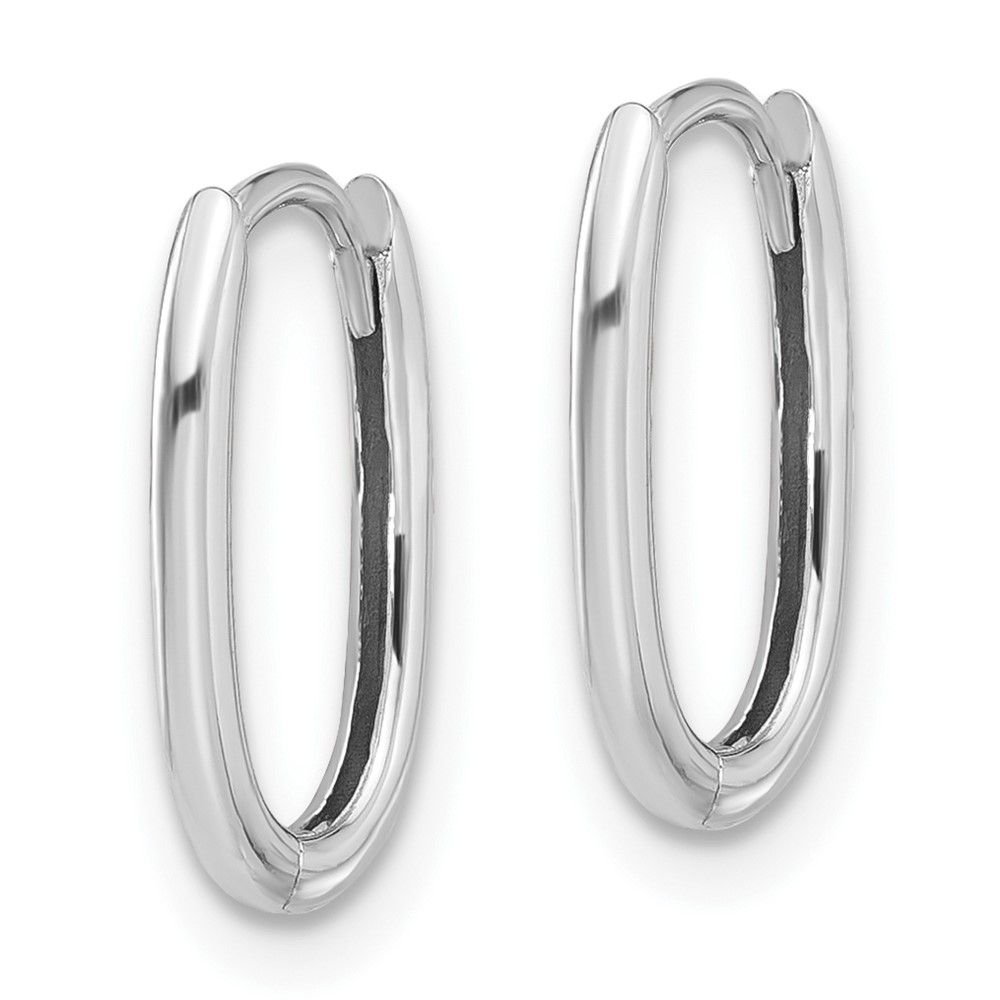 14K White Gold Polished Oval Hinged Hoop Earrings (TF2285W)