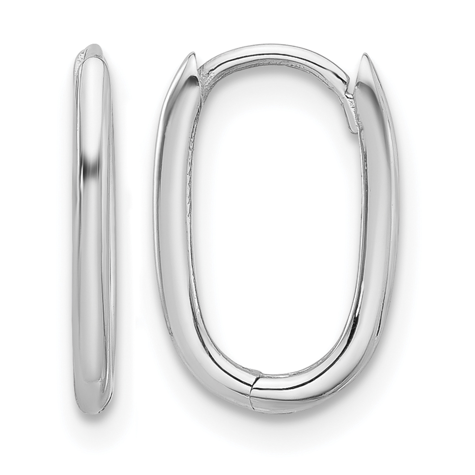 14K White Gold Polished Oval Hinged Hoop Earrings (TF2285W)