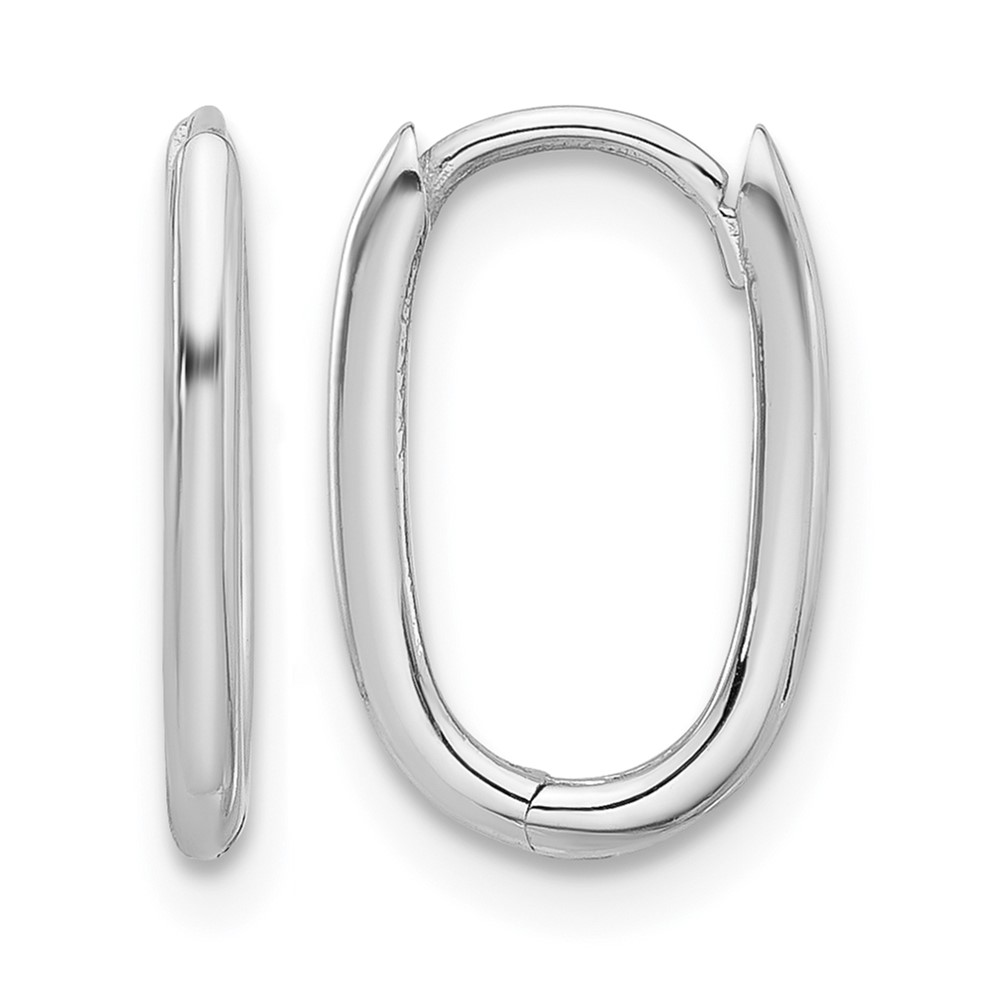 14K White Gold Polished Oval Hinged Hoop Earrings (TF2285W)