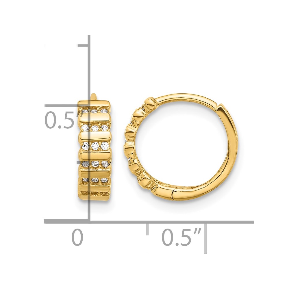 14K Polished CZ Hinged Hoop Earrings (TF2288)