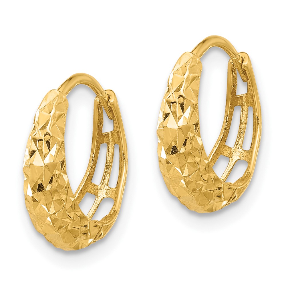 14K Polished Diamond-cut Hoop Earrings (TF2294)