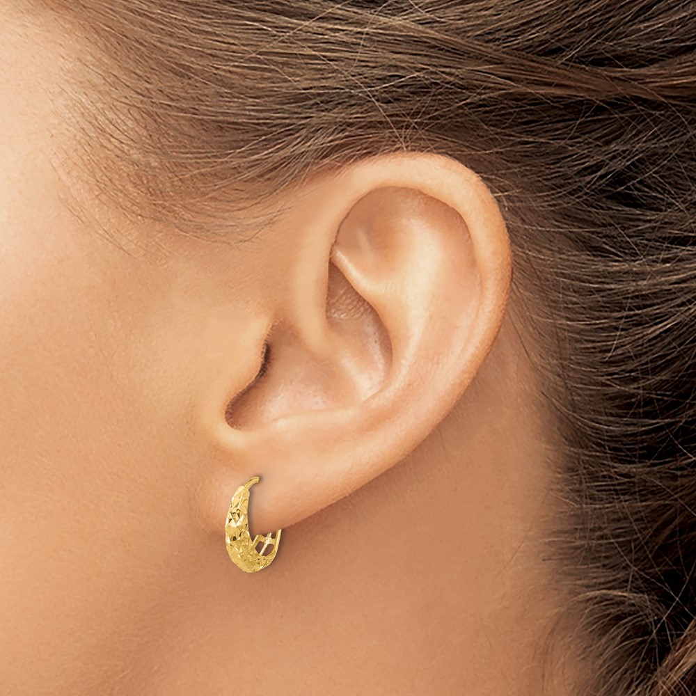 14K Polished Diamond-cut Hoop Earrings (TF2294)
