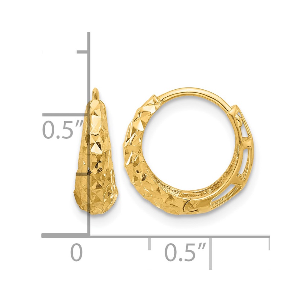 14K Polished Diamond-cut Hoop Earrings (TF2294)