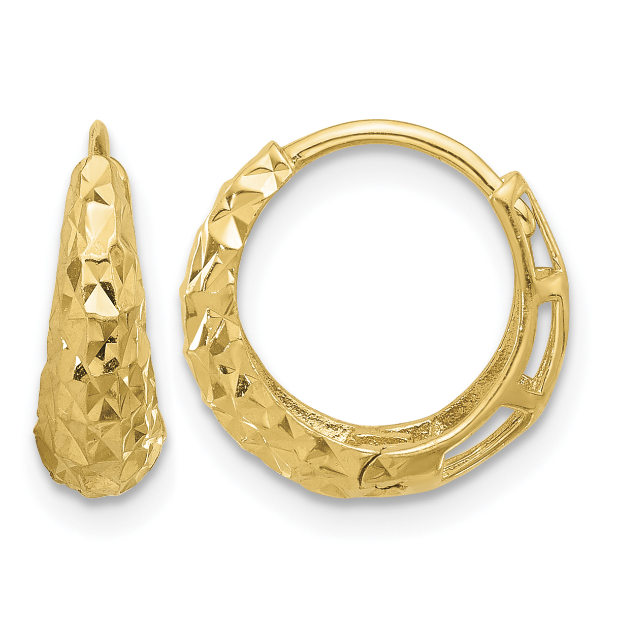 14K Polished Diamond-cut Hoop Earrings (TF2294)
