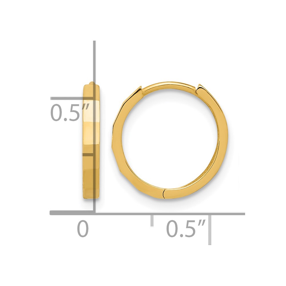 14K Polished and Diamond-cut Hinged Hoop Earrings (TF2297)