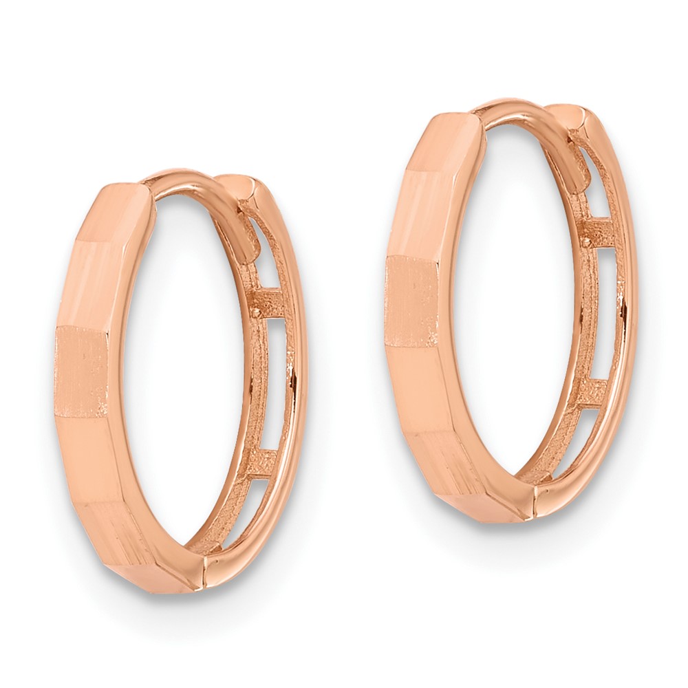 14K Rose Gold Polished and Diamond-cut Hinged Hoop Earrings (TF2297R)