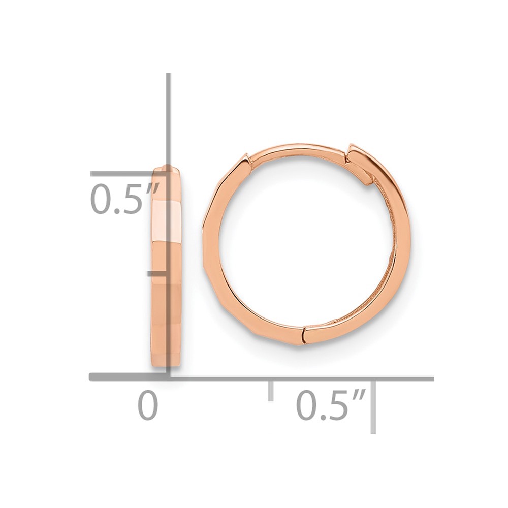 14K Rose Gold Polished and Diamond-cut Hinged Hoop Earrings (TF2297R)