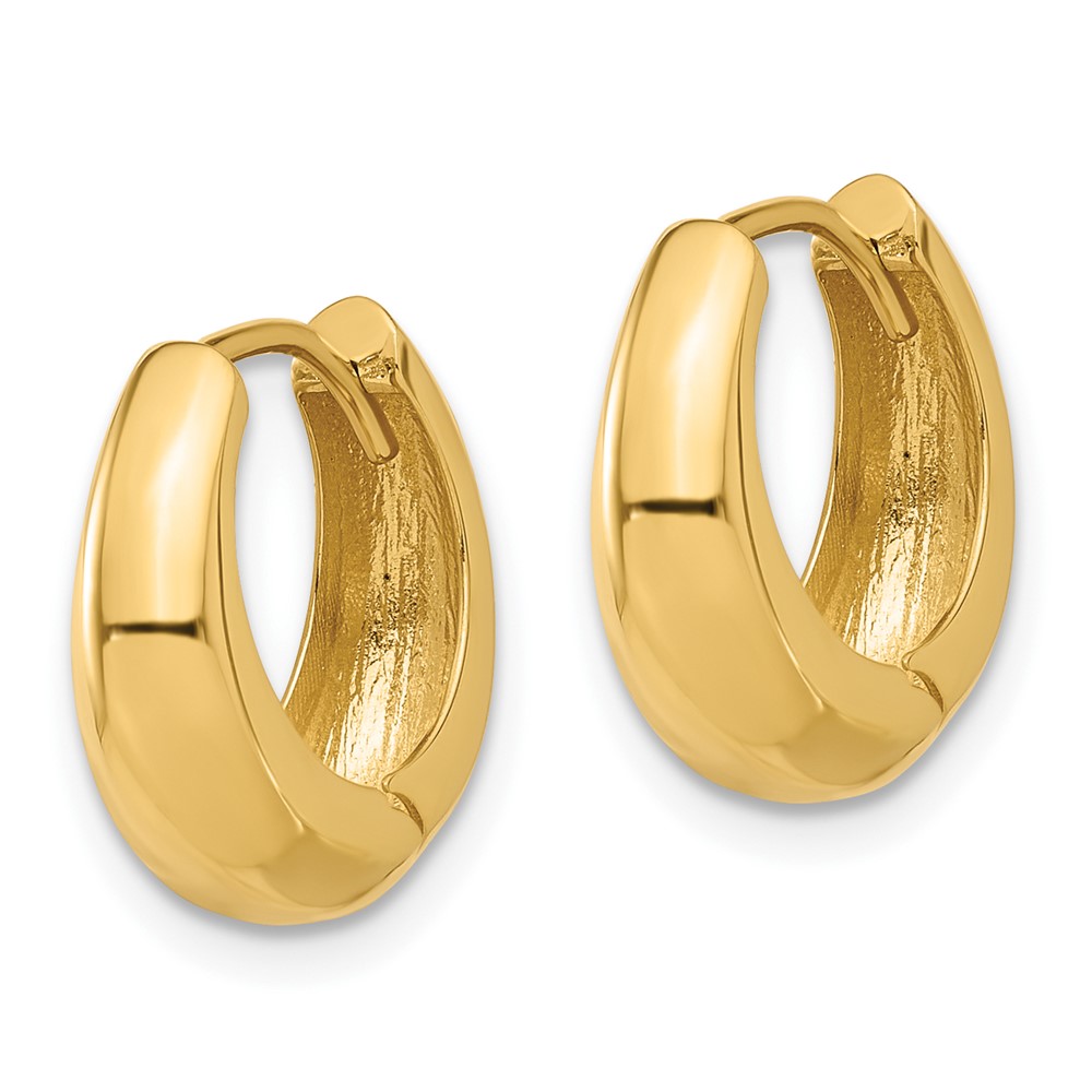 14K Polished Hinged Huggie Hoop Earrings (TF2299)