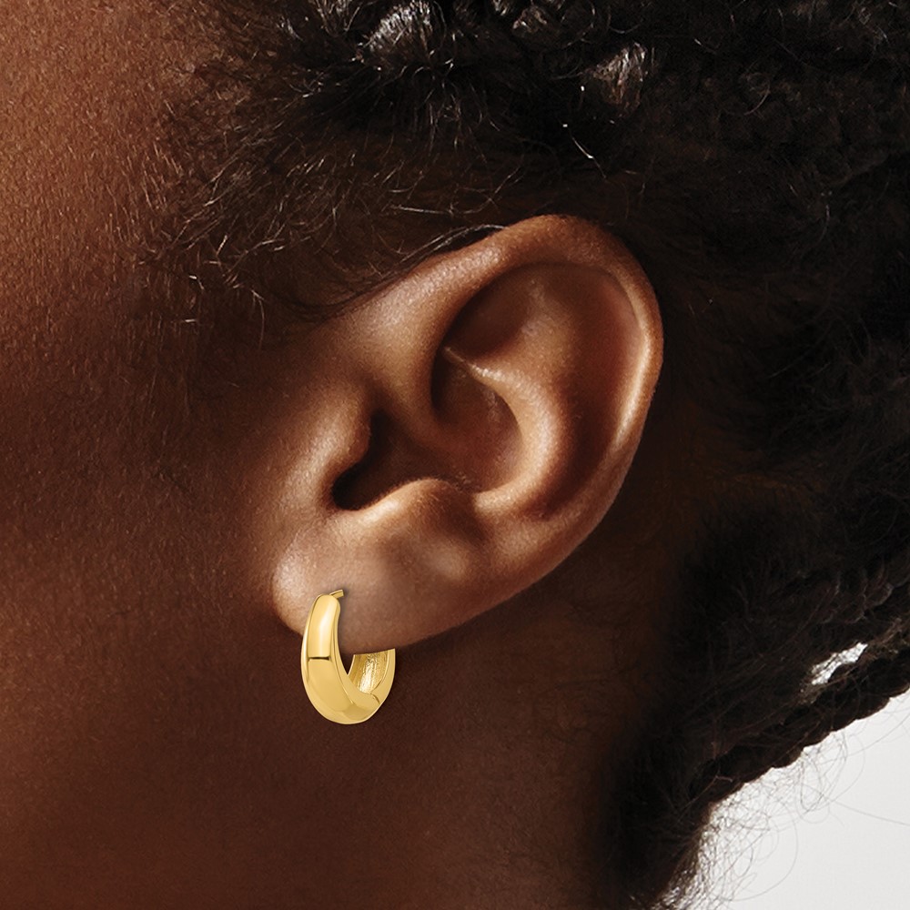14K Polished Hinged Huggie Hoop Earrings (TF2299)