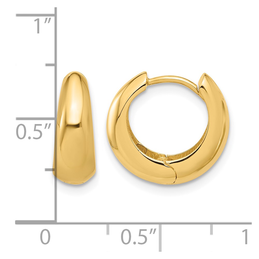 14K Polished Hinged Huggie Hoop Earrings (TF2299)