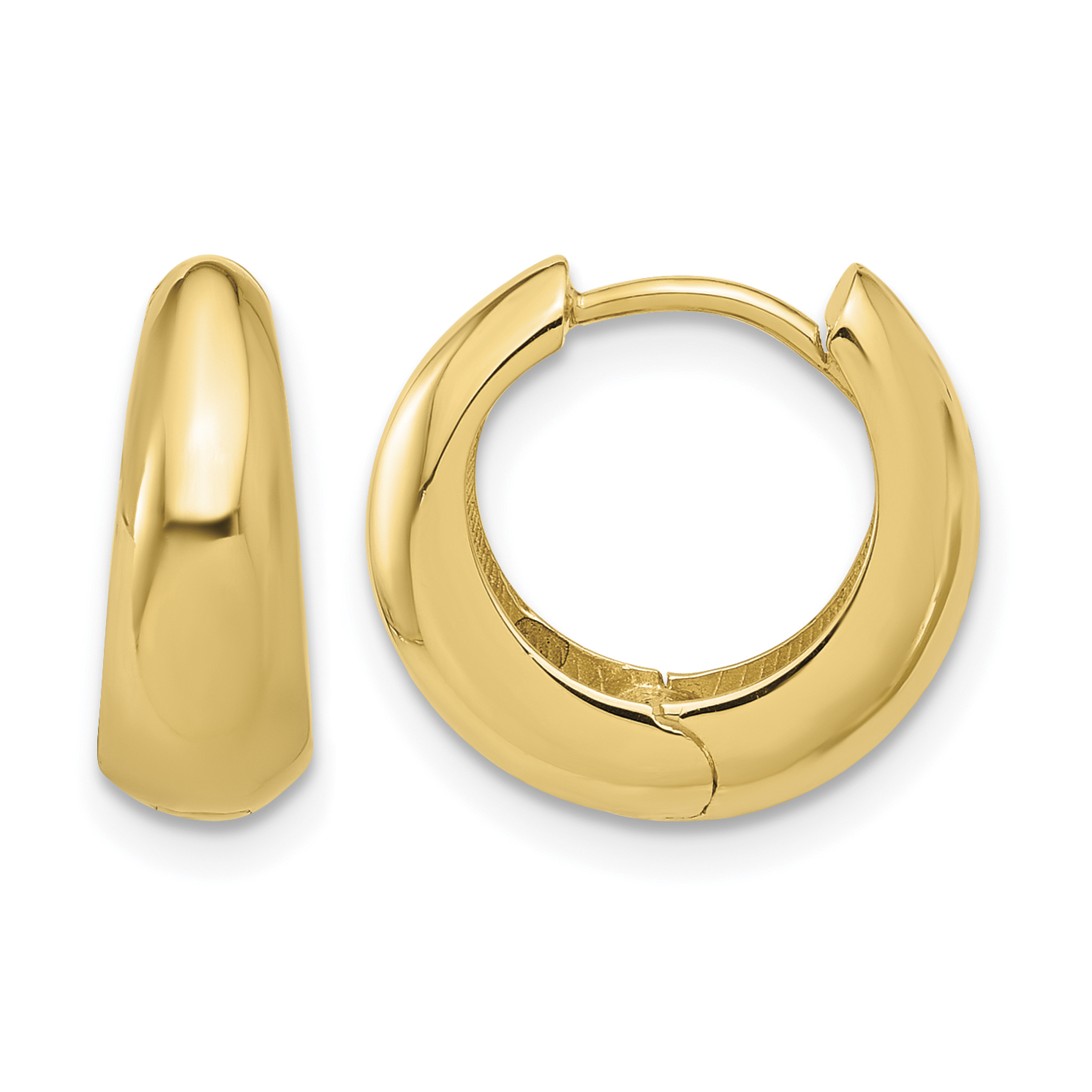 14K Polished Hinged Huggie Hoop Earrings (TF2299)