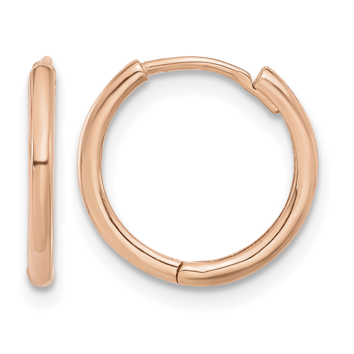 14K Rose Gold Polished Hinged Hoop Earrings (TF2301R)