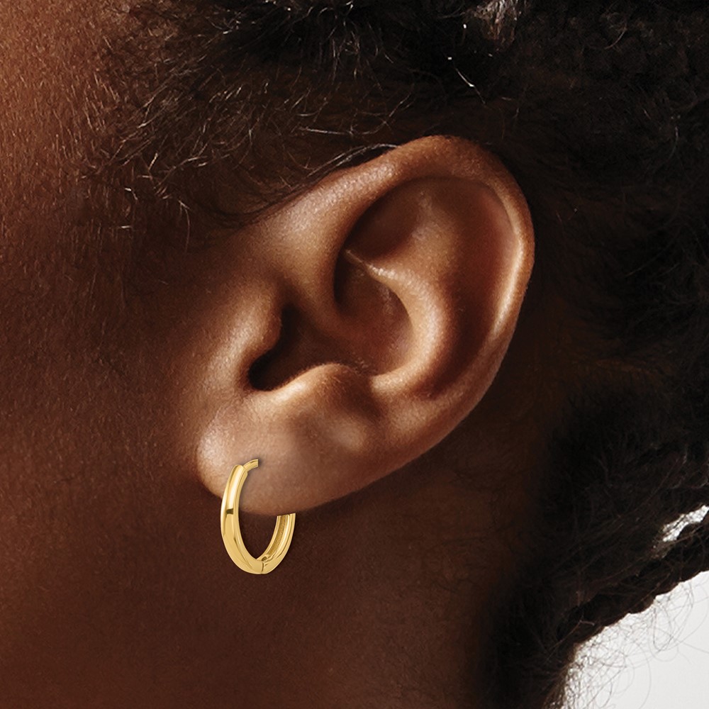 14K Polished Hinged Hoop Earrings (TF2307)