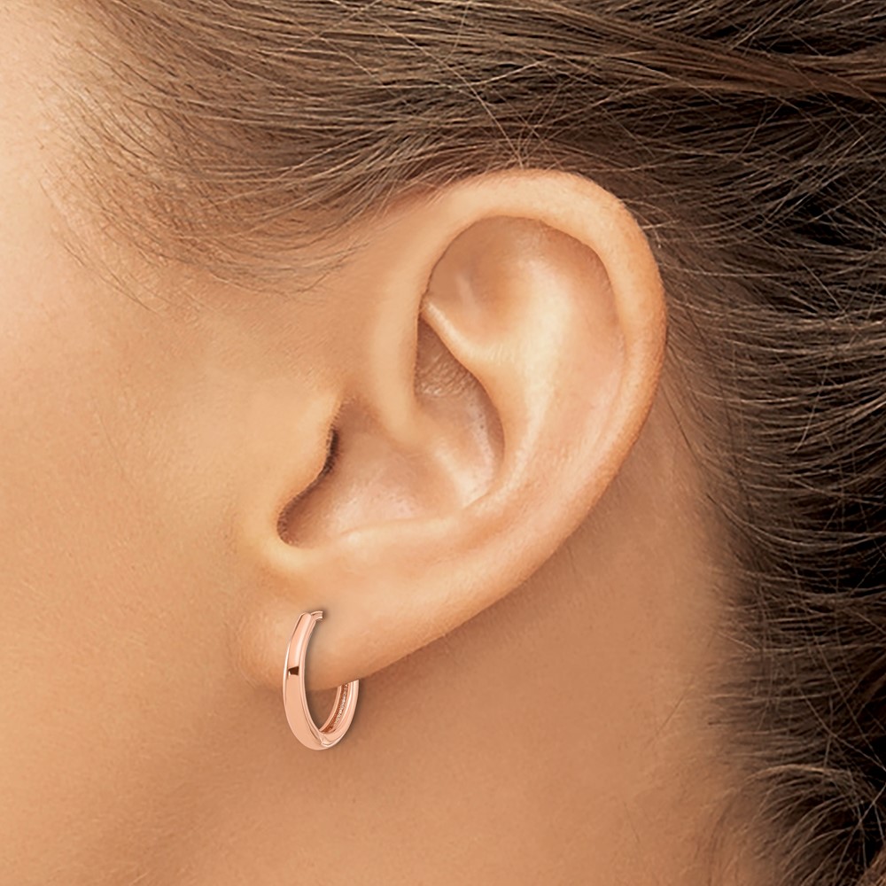 14K Rose Gold Polished Hinged Hoop Earrings (TF2307R)
