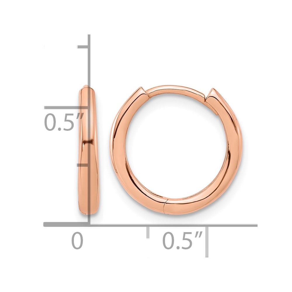 14K Rose Gold Polished Hinged Hoop Earrings (TF2307R)