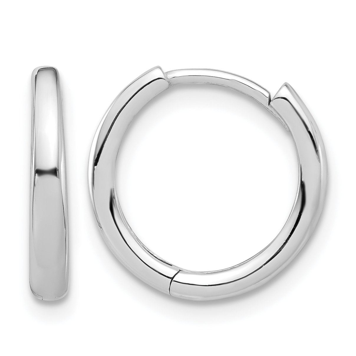 14K White Gold Polished Hinged Hoop Earrings (TF2307W)