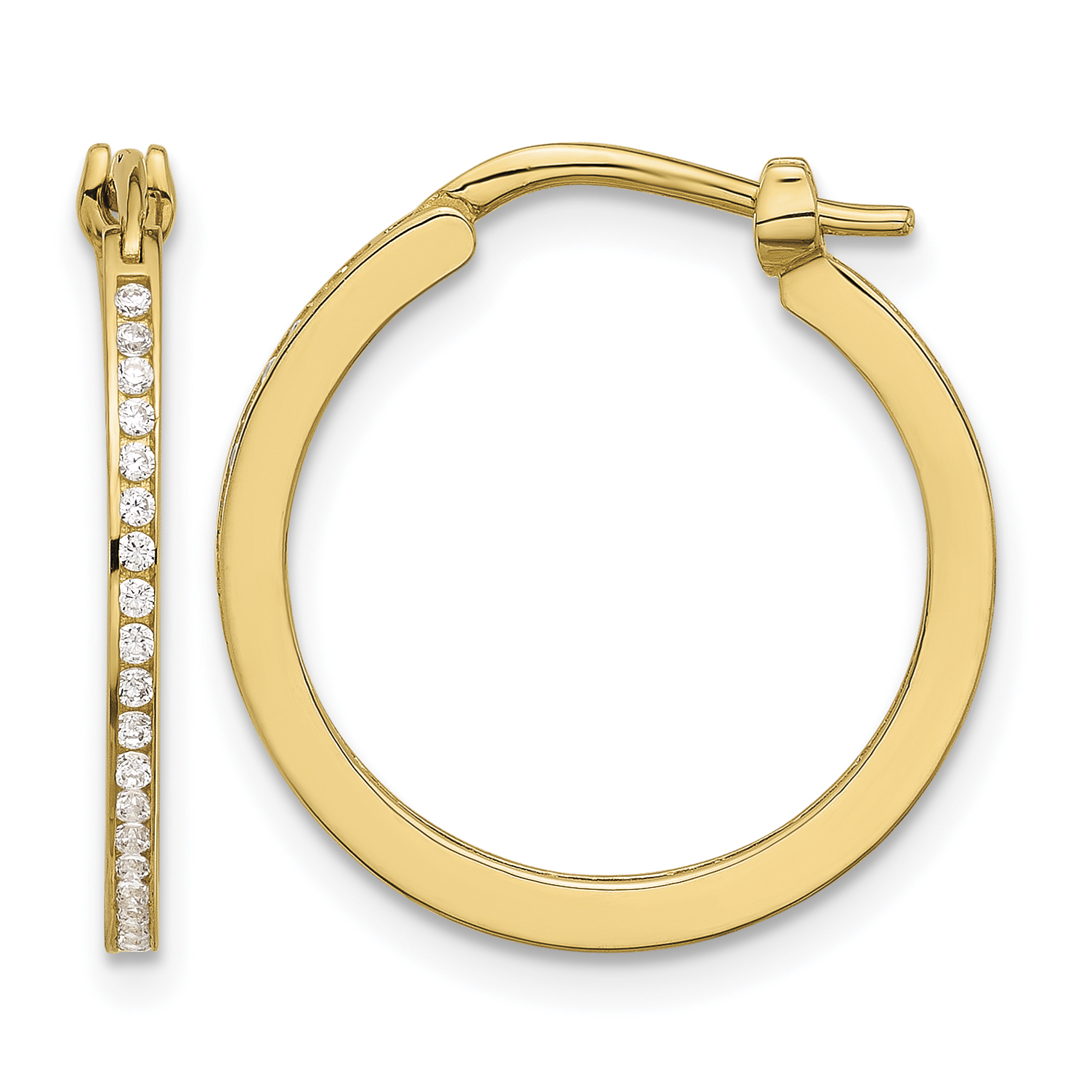 14K Polished CZ 1.5mm Small Hoop Earrings (TF2309)