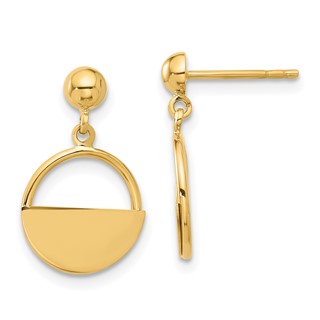 14K Polished Contemporary Circle Dangle Post Earrings