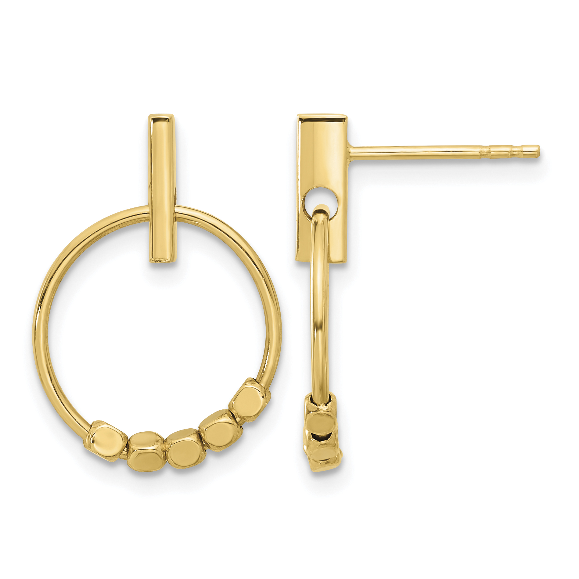 14K Polished Circle Dangle Post Earrings (TF2315)