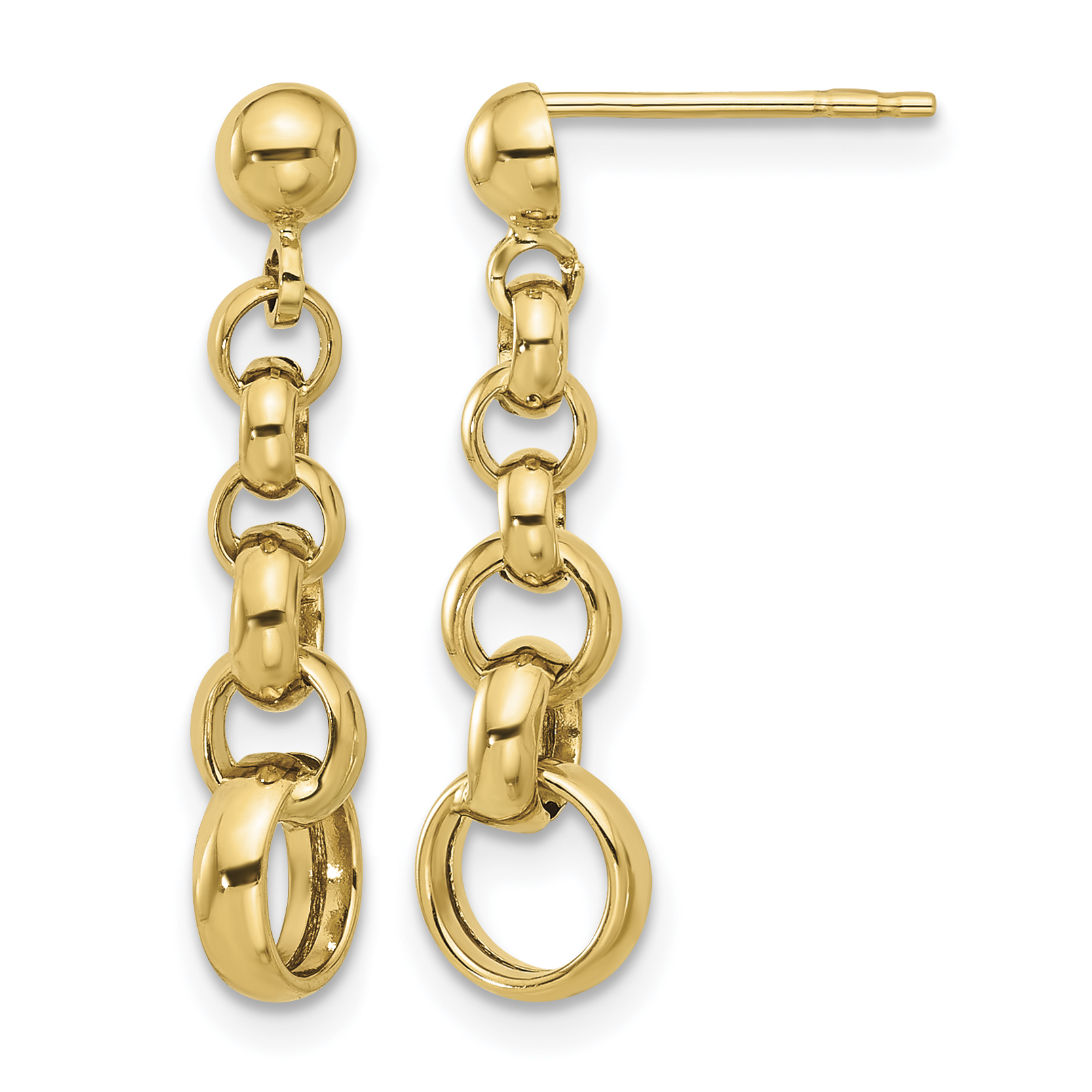 14K Polished Circle Link Post Earrings (TF2319)