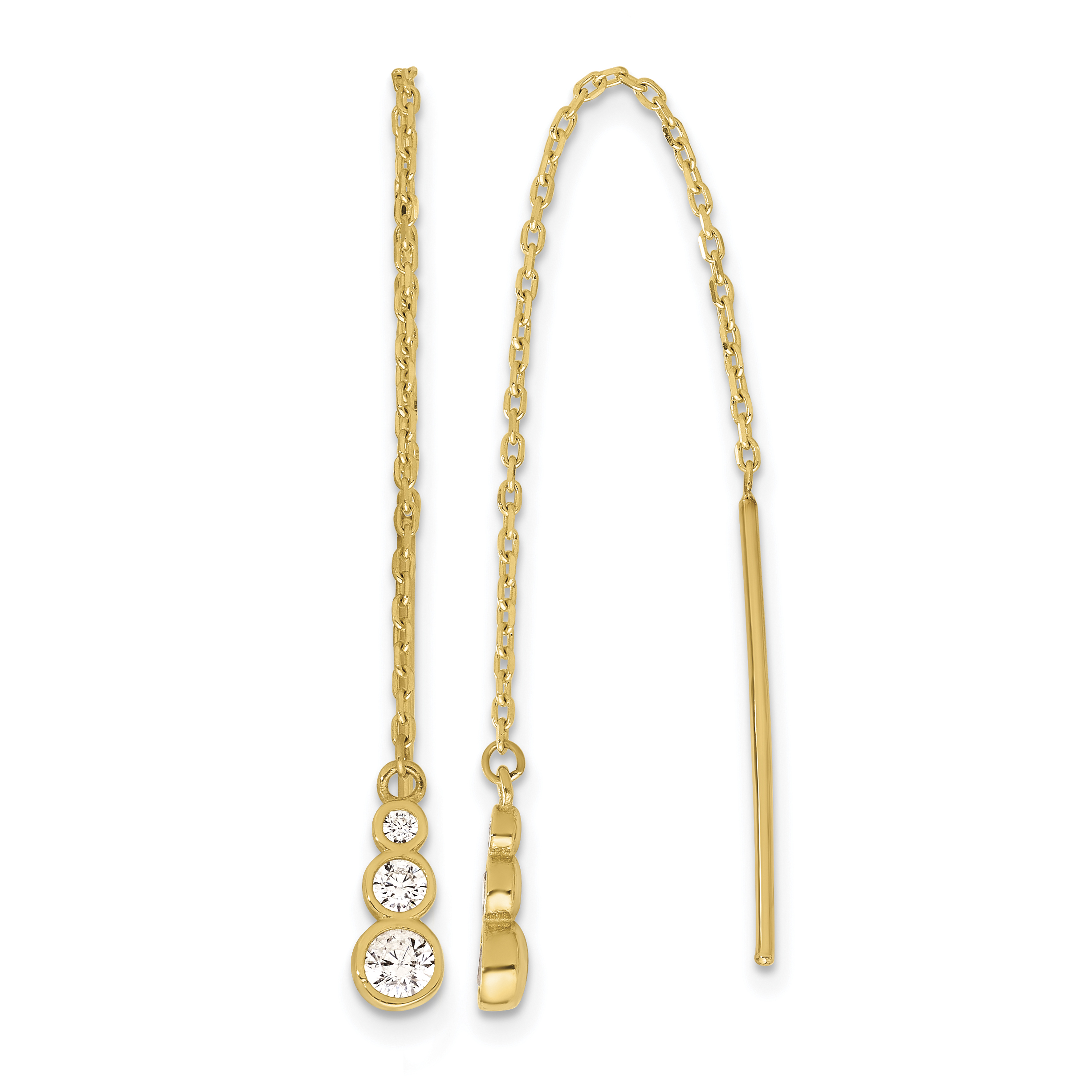 14K Polished CZ Threader Earrings (TF2321)