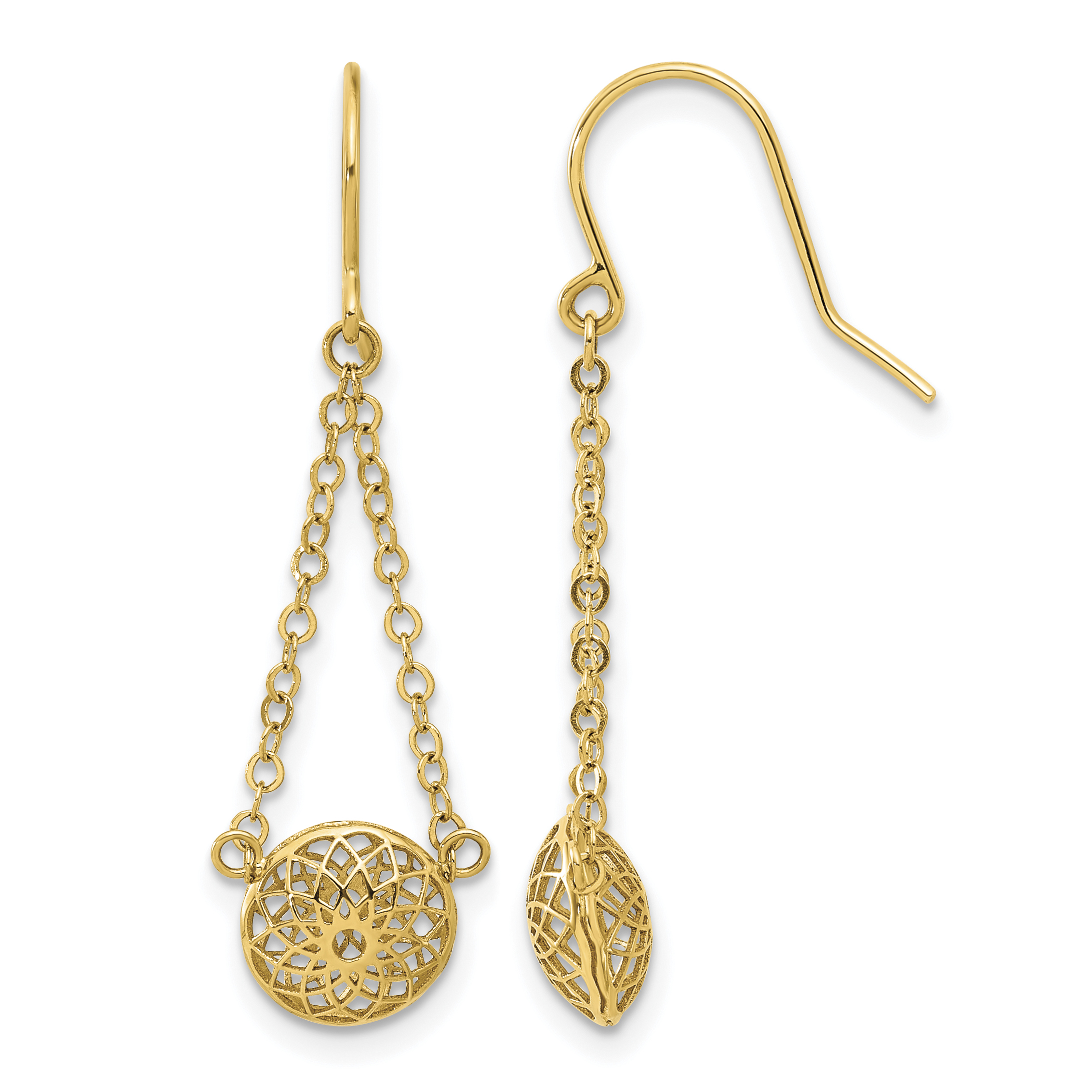 14k Polished Cut Out Hollow Dangle Earrings (TF2322)