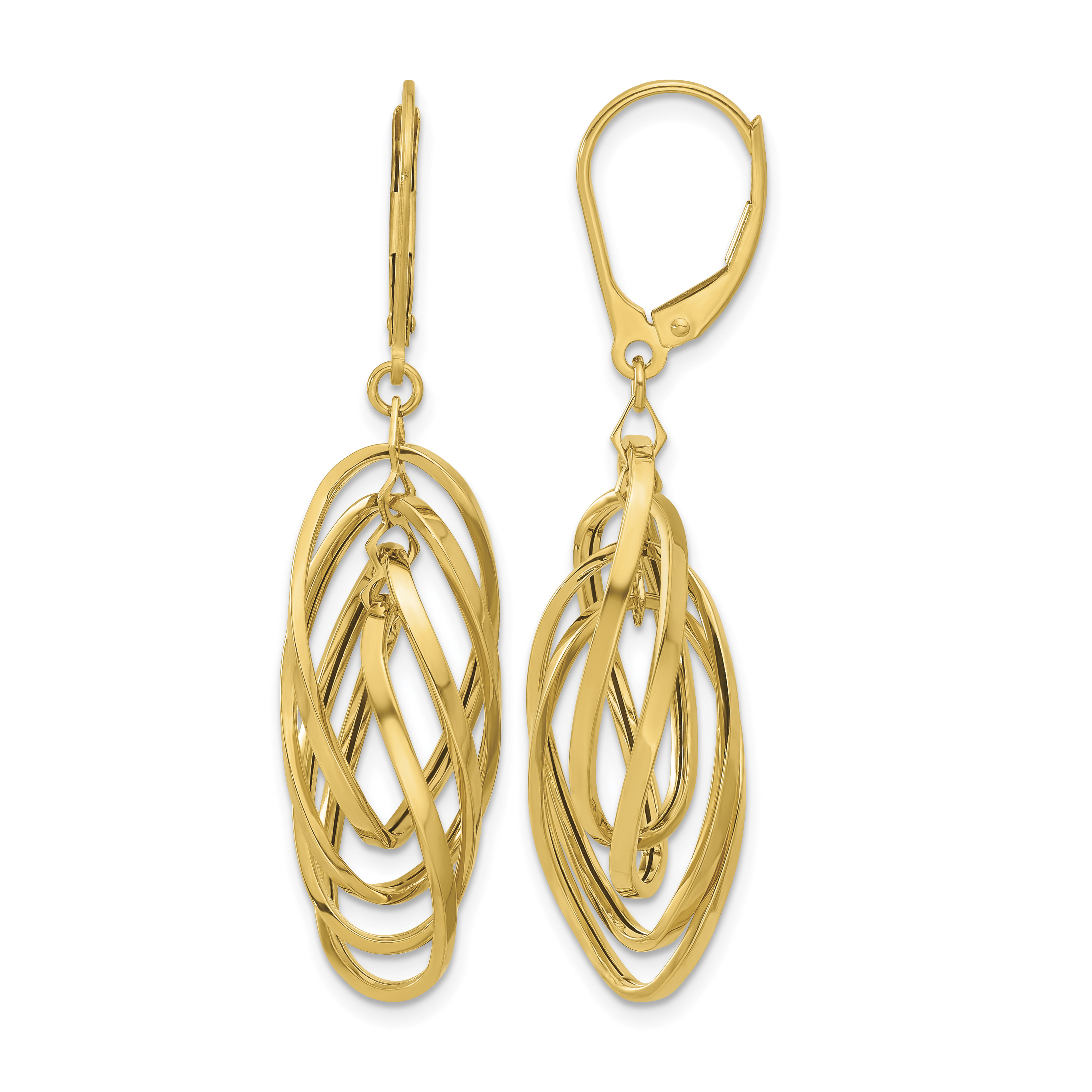 14k Polished Oval Twisted Dangle Leverback Earrings (TF2323)
