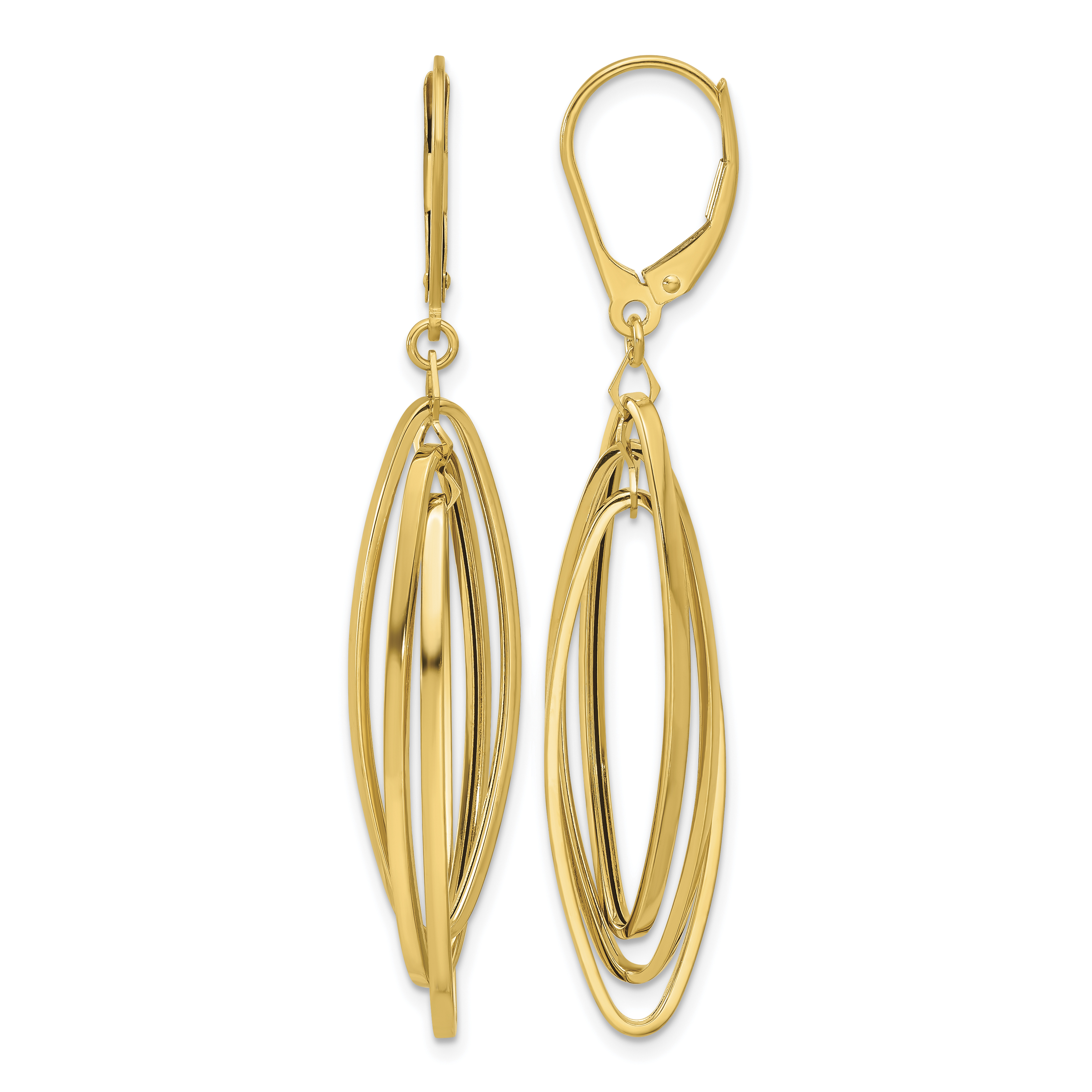 14k Polished Oval Twisted Dangle Leverback Earrings (TF2324)
