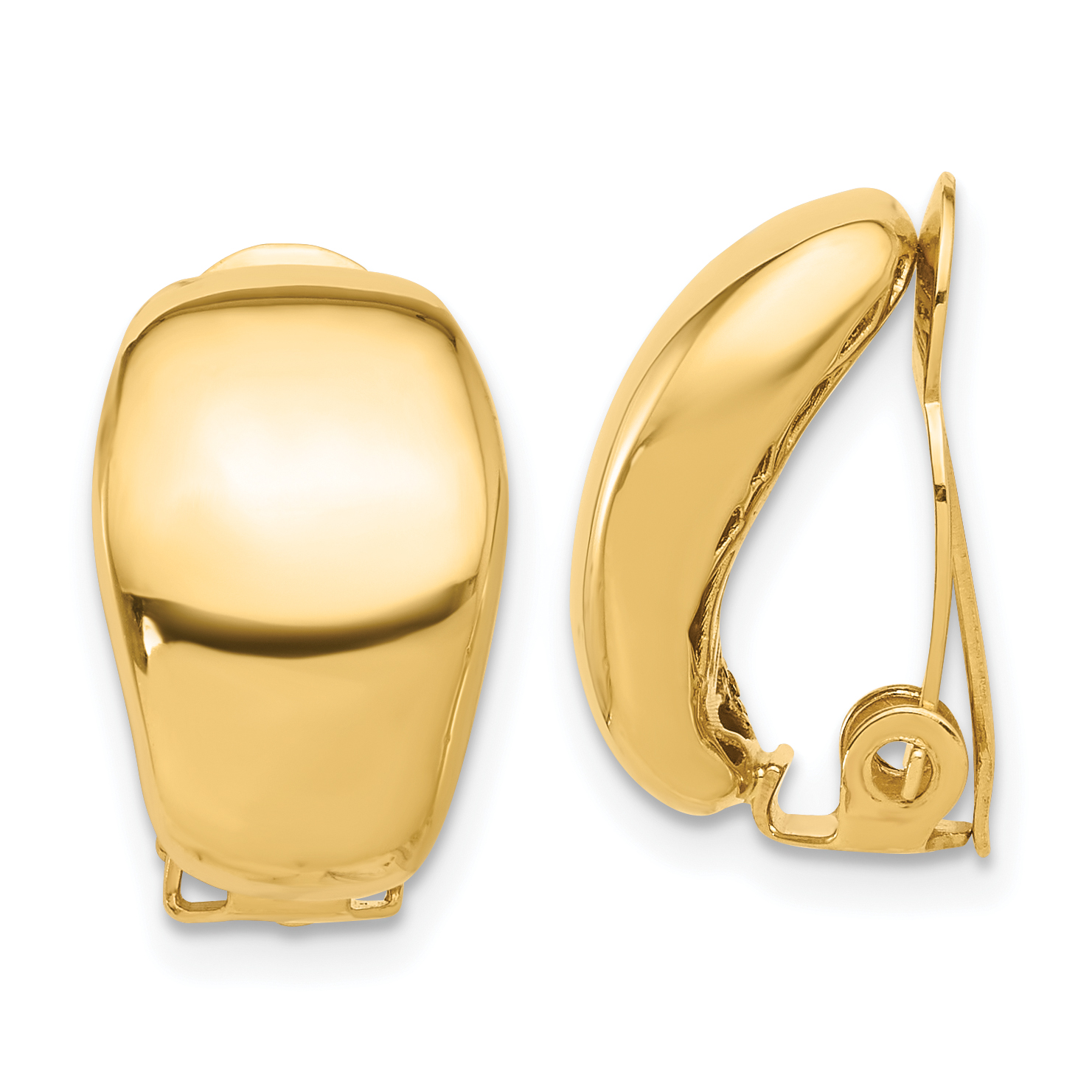 Lex & Lu 14k Yellow Gold Omega Clip Onyx Non-pierced Earrings LAL76893 |  Lex & Lu