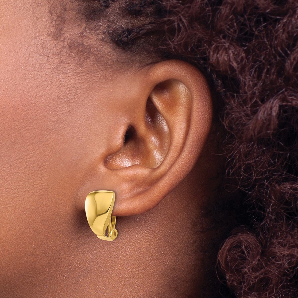 14K Polished Omega Clip Non-pierced Earrings (TF2332)