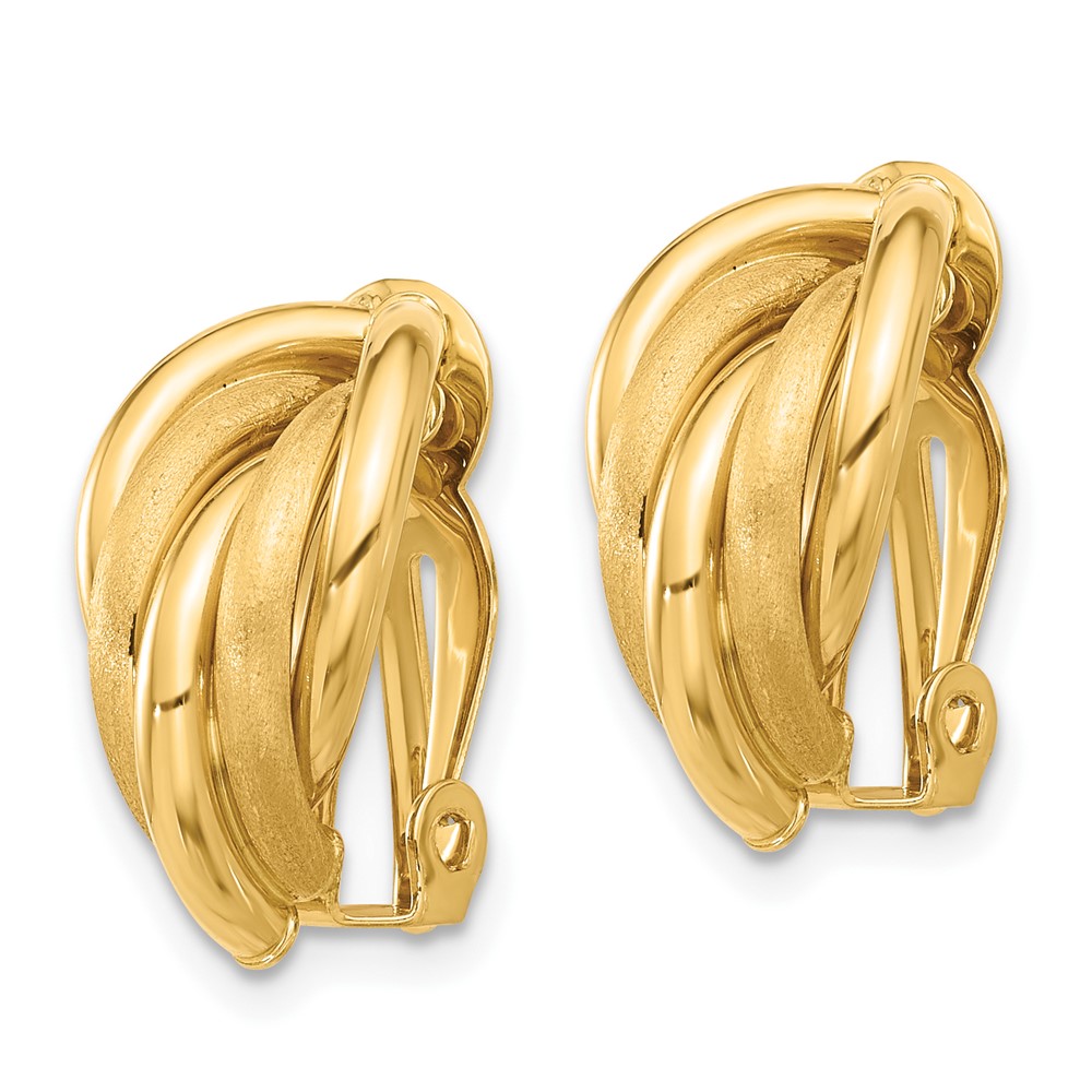 14K Polished and Satin Omega Clip Non-pierced Earrings (TF2333)