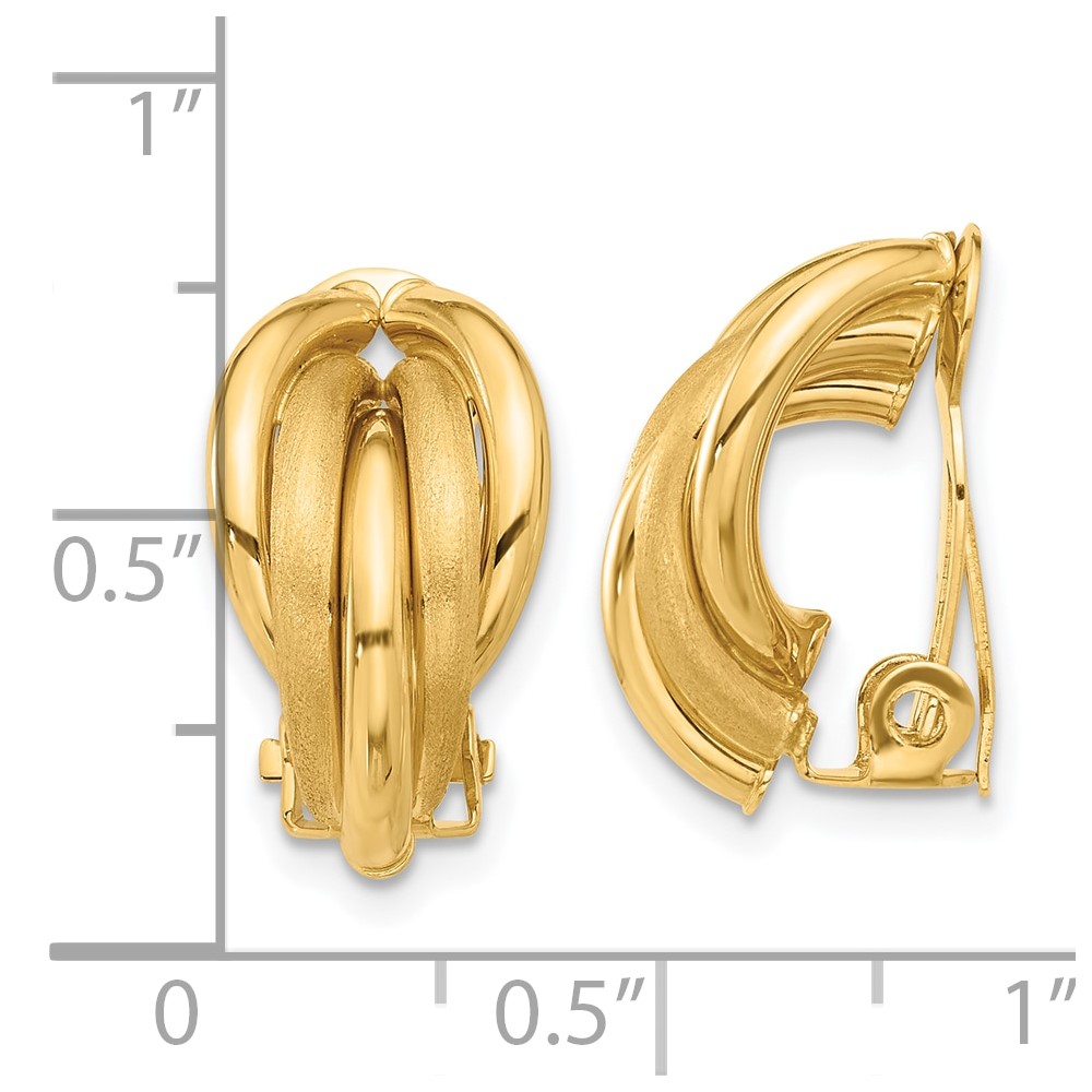 14K Polished and Satin Omega Clip Non-pierced Earrings (TF2333)