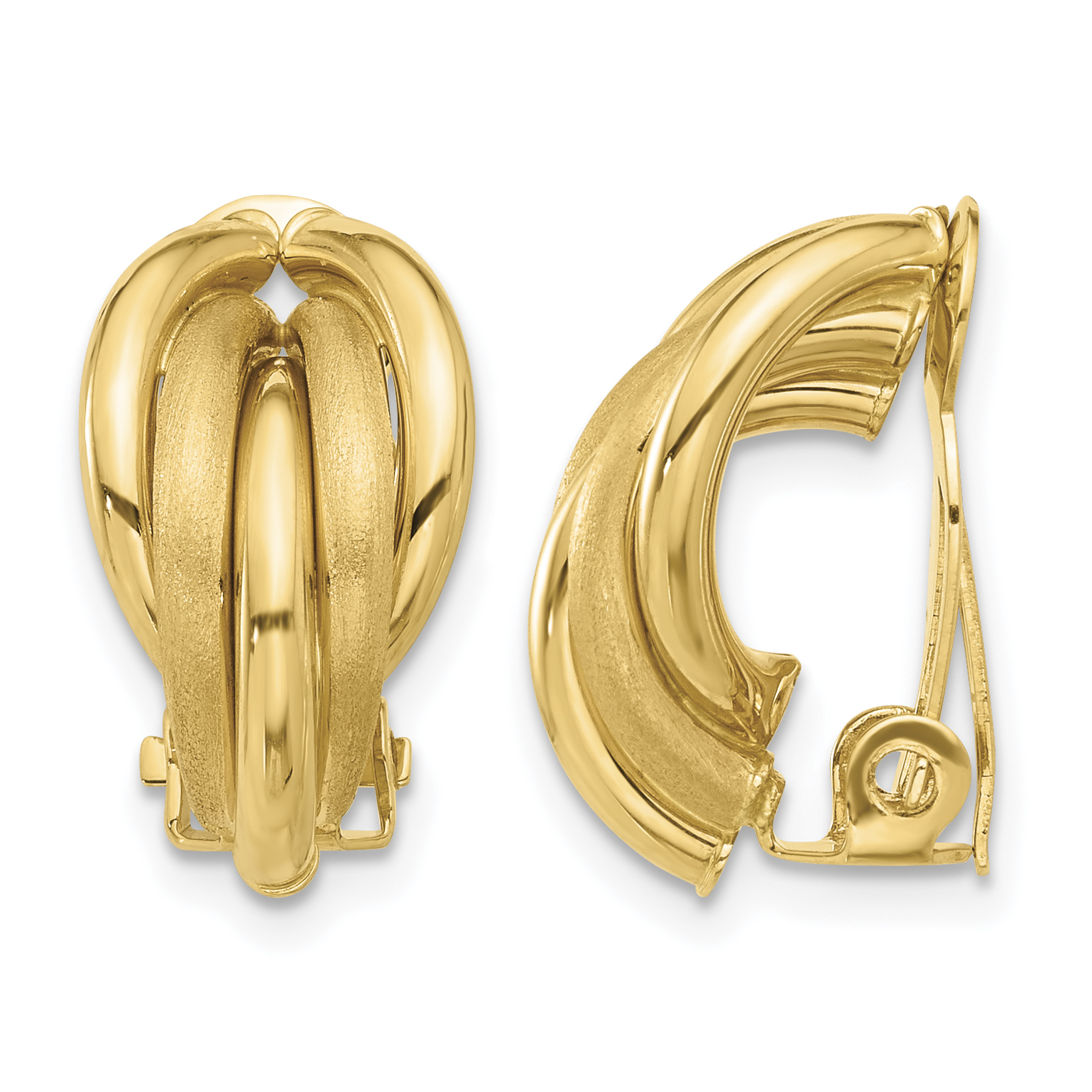 14K Polished and Satin Omega Clip Non-pierced Earrings (TF2333)