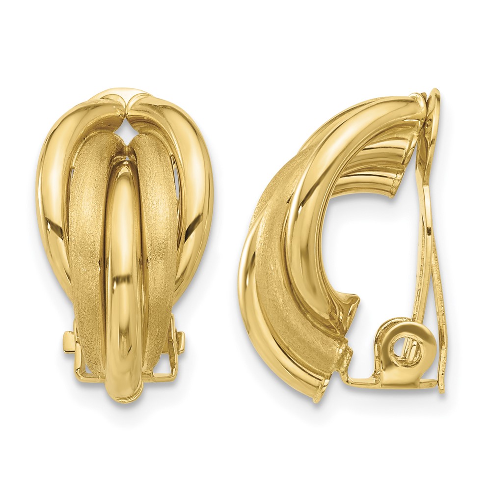 14K Polished and Satin Omega Clip Non-pierced Earrings (TF2333)