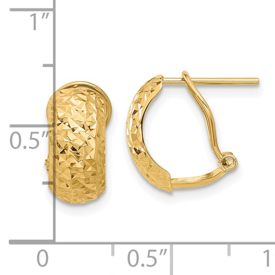 14K 6x13mm Polished and Diamond-cut Omega Back Post Earrings