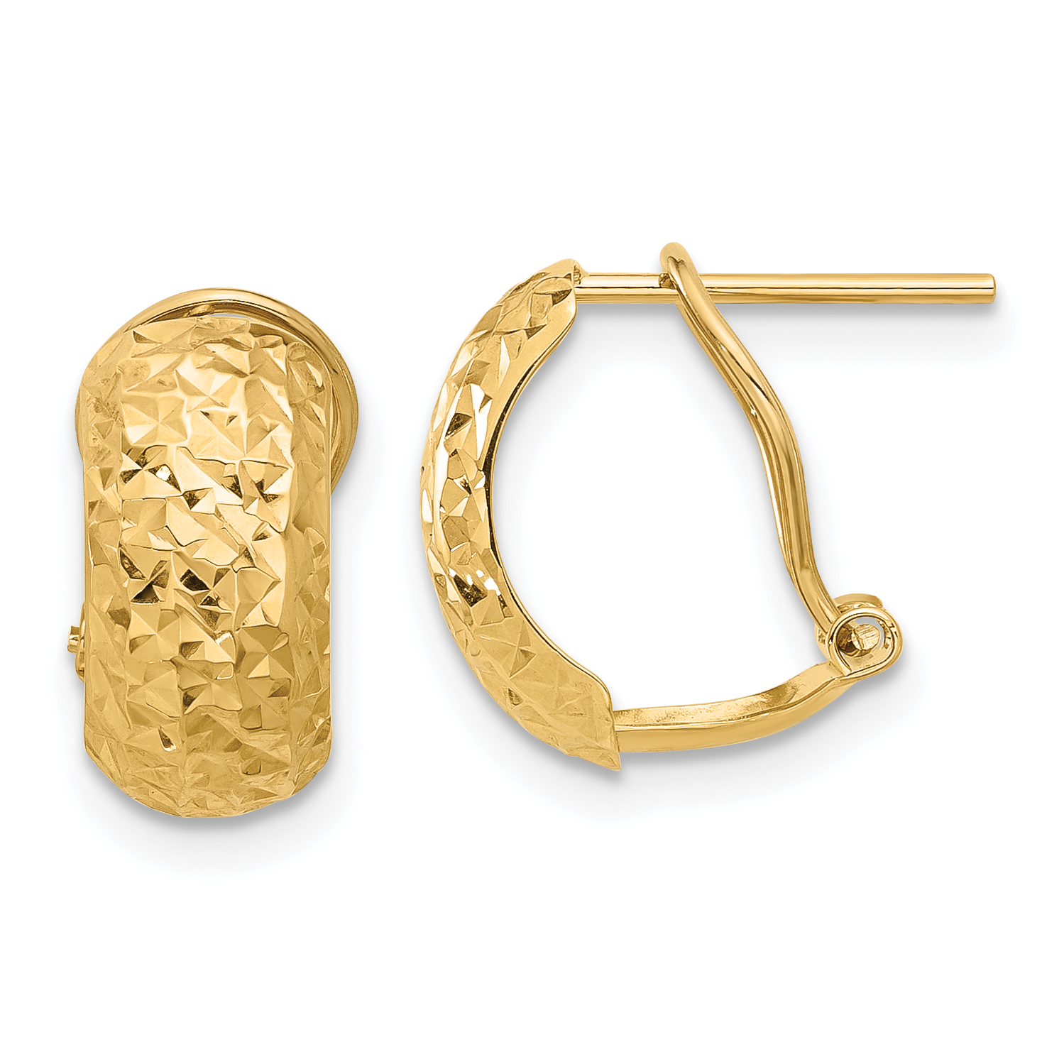 14K Polished and Diamond-cut Omega Back Earrings (TF2334)