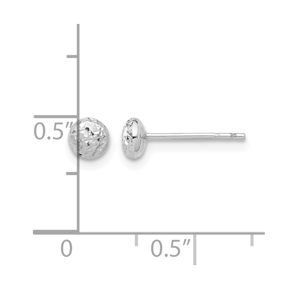 14K White Gold Polished and Diamond-cut 4.5mm Button Post Earrings (TF2335W)