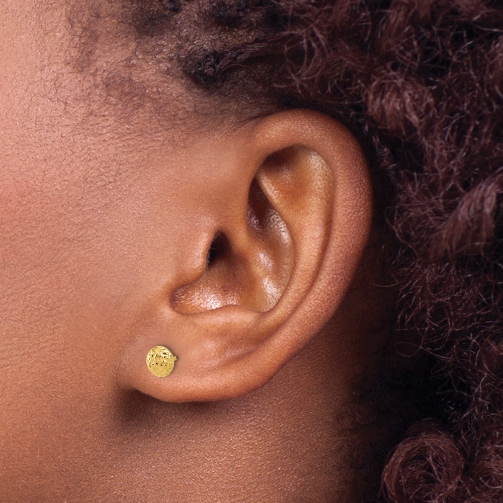 14K Polished and Diamond-cut 5.5mm Button Post Earrings (TF2336)