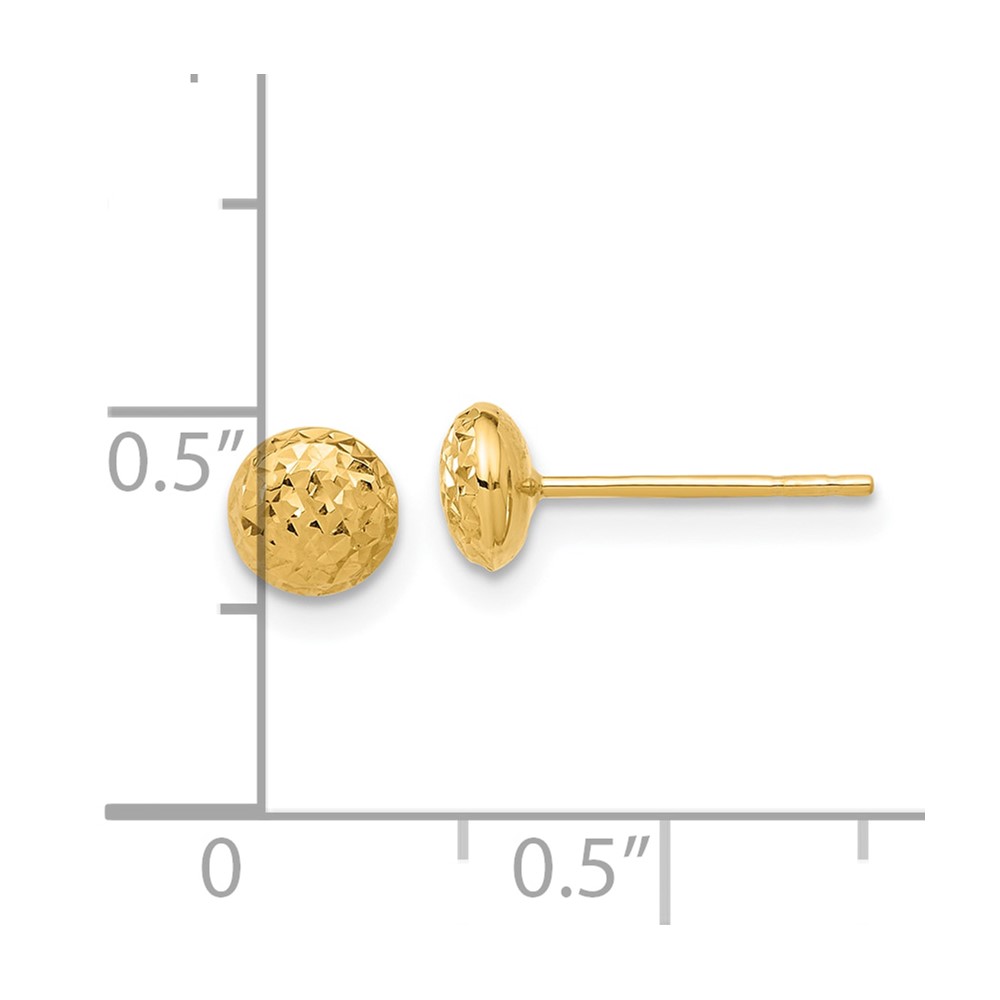 14K Polished and Diamond-cut 5.5mm Button Post Earrings (TF2336)